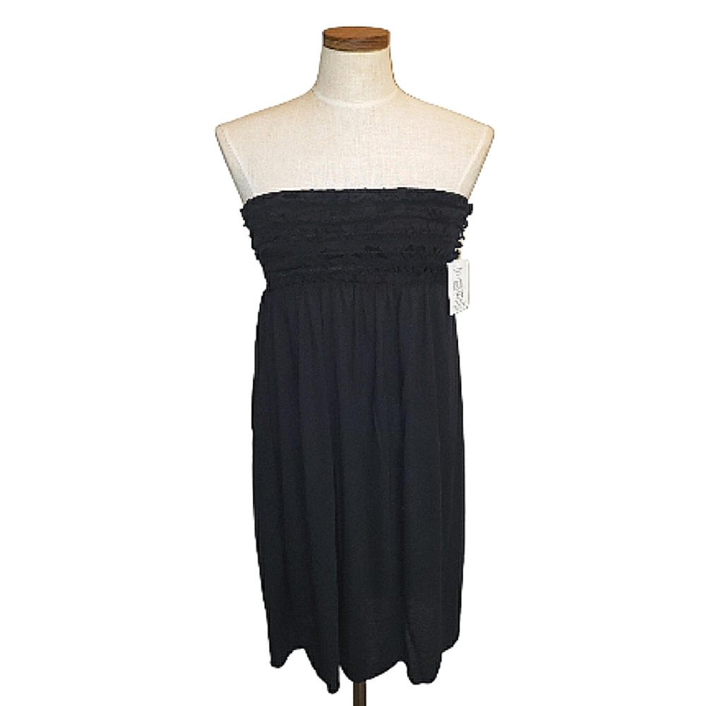 West Loop Strapless Ruffle Bust Smock Back Little Black Dress Medium NWT